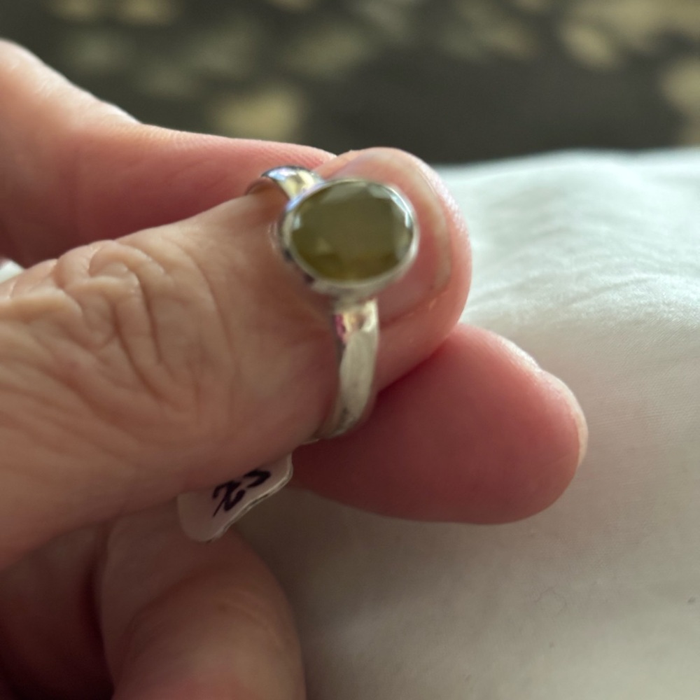 Elegant Sphene Sterling Silver Ring with Green Stone